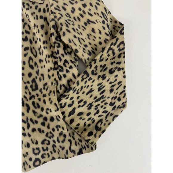 CHICO'S Leopard Print Brushed Leather Asymmetrical Crop Jacket Sz 1 - Picture 5 of 6